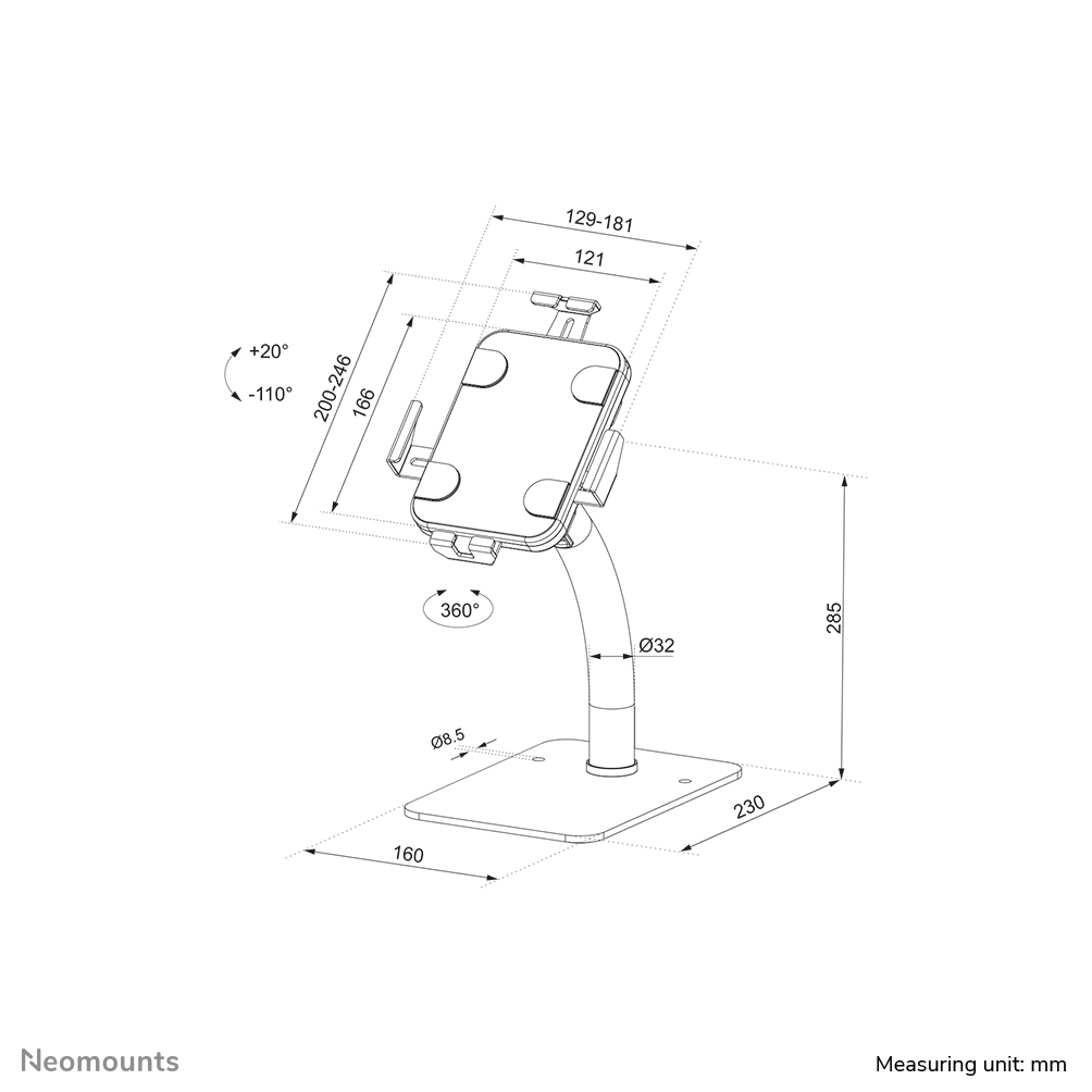 Neomounts DS15-625WH1 Scrivania per supporto tablet 7.9-11" - bloccabile - universale
